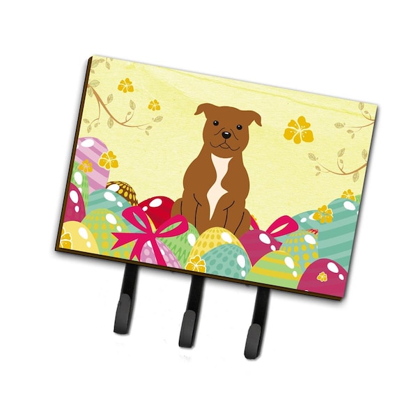 Carolines Treasures Easter Eggs Staffordshire Bull Terrier Brown Leash or Key Holder BB6047TH68 - main